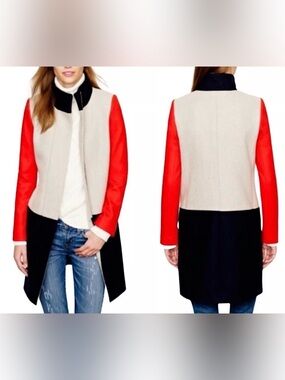 J Crew Colorblock Funnelneck Wool Blend Coat 2